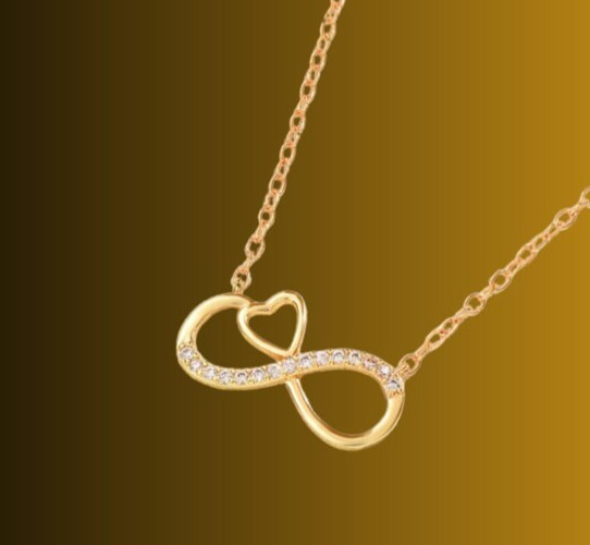 14k Yellow Gold Plated 1.2 Ct Round Cut Simulated Diamond Infinity Heart Pendant