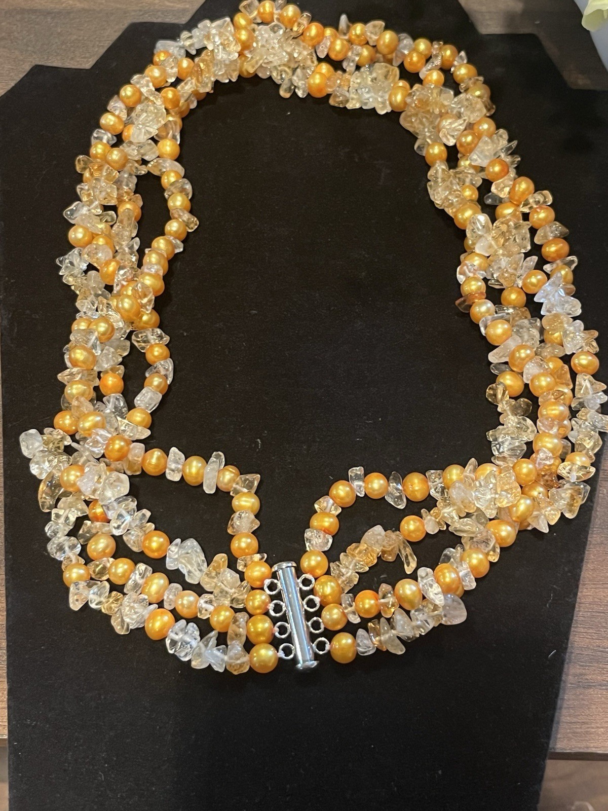 Ross Simons Jewelry Sterling Silver 925 Necklace Baroque Citrine Pearls Quartz