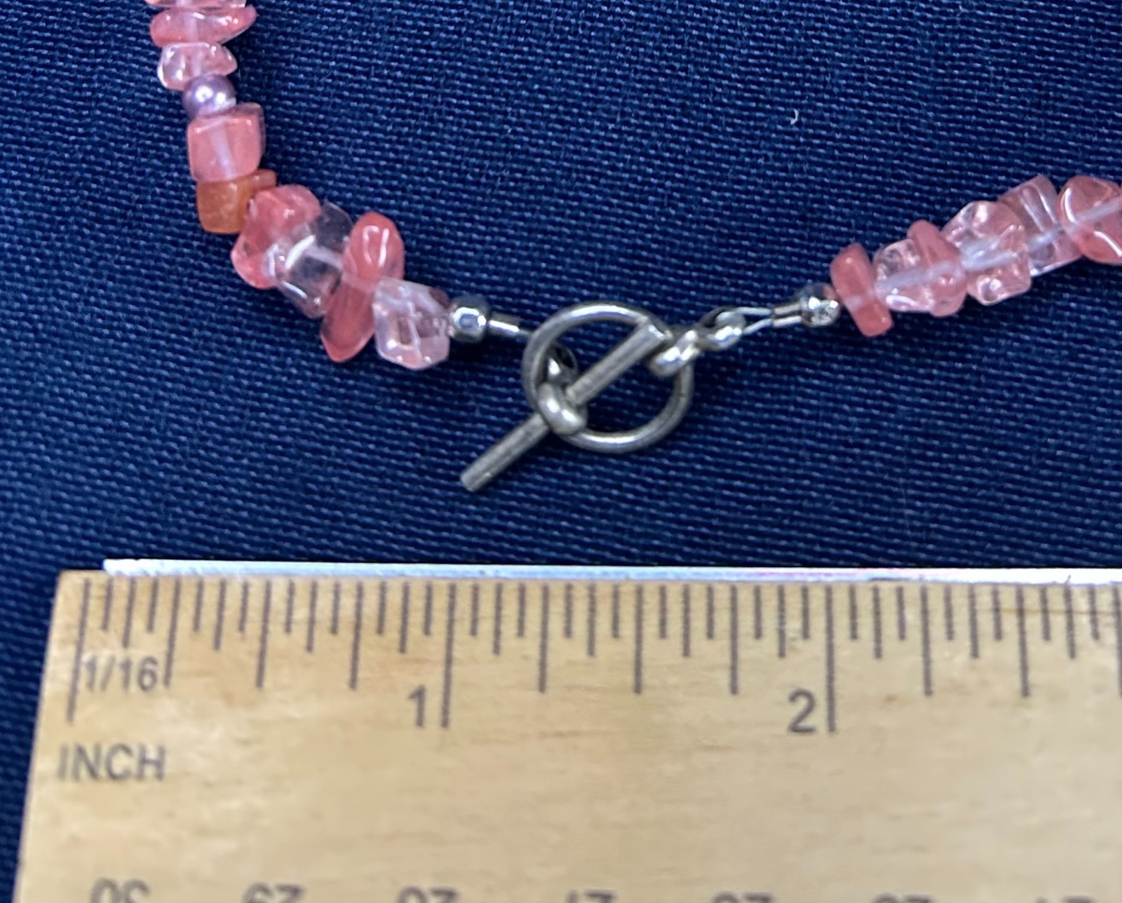 Choker Necklace, Cherry Quartz Chip Stone Chain with Butterfly Pendant