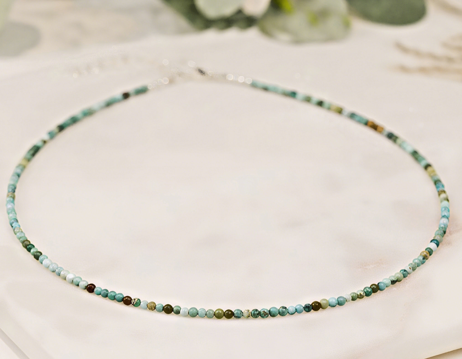 A++ Turquoise Gemstone Beads Dainty Choker Necklace Minimalist Crystal Necklace