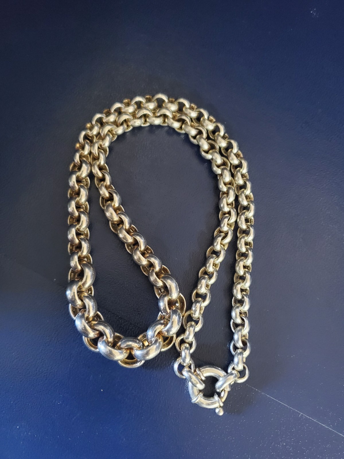 Vintage Rolo Chain 22 INCH Necklace Real Solid 925 Italy,b
