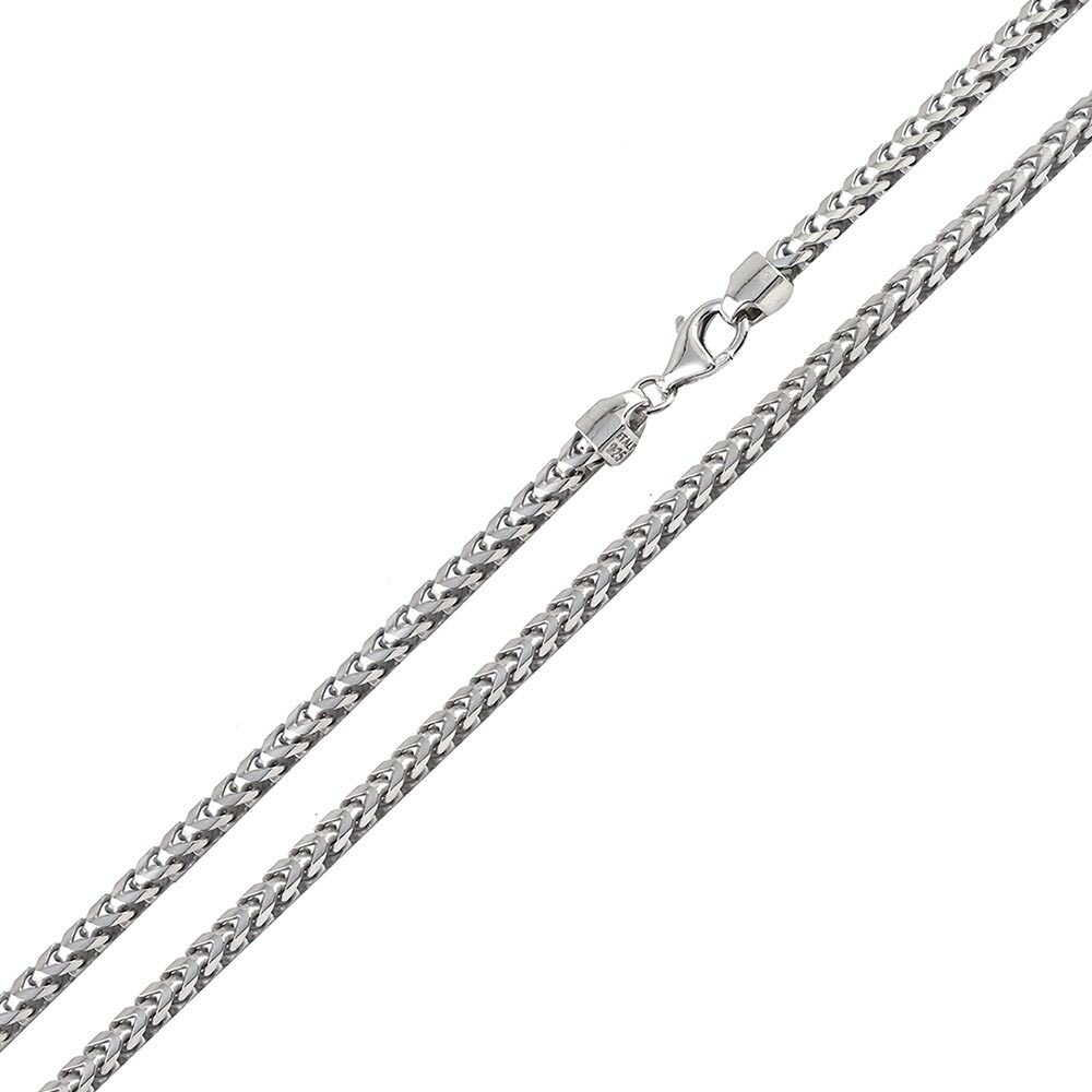 Sterling Silver Rhodium Finish 2.5mm Franco Chain Necklace, Made in Italy