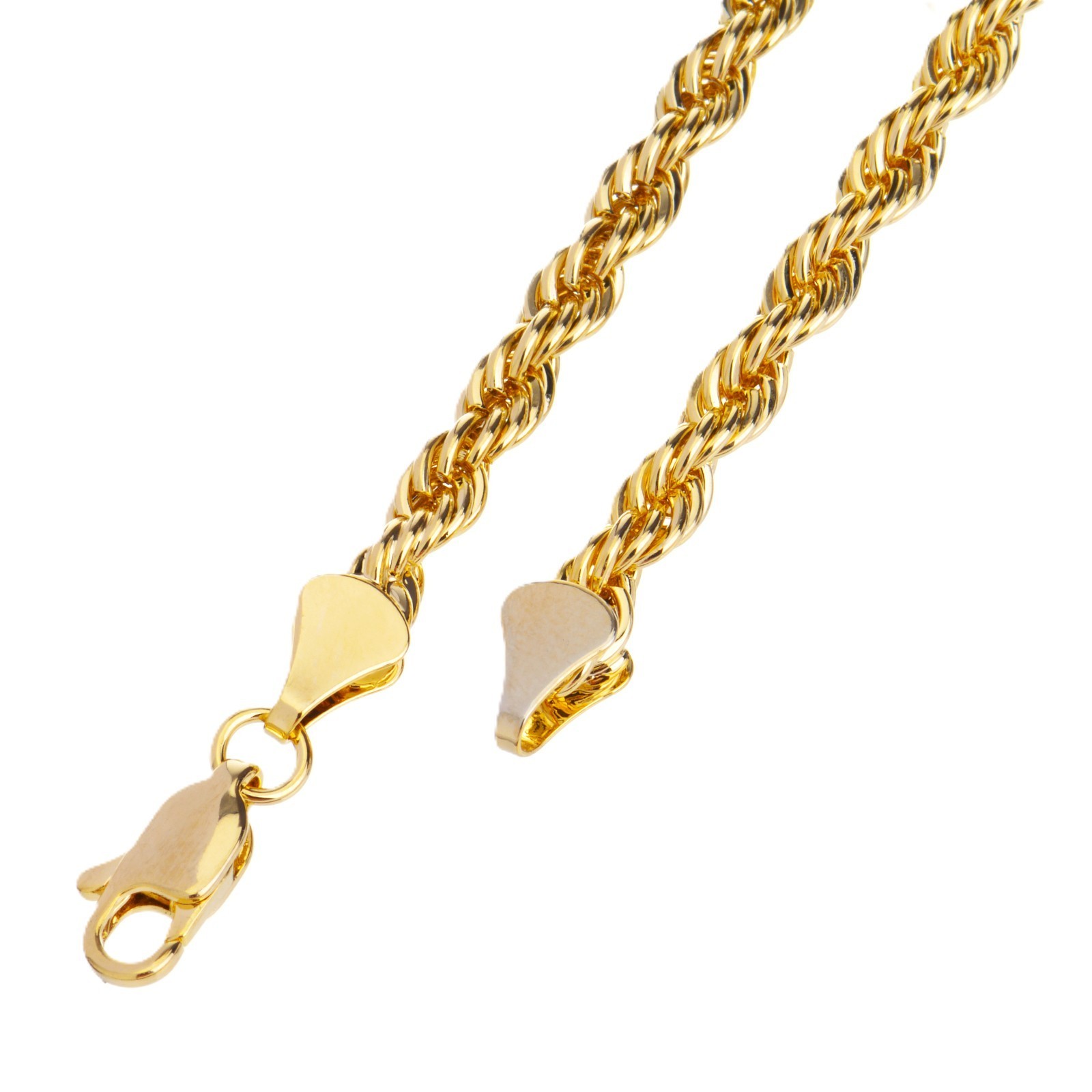Men’s Heavy 4 5 6 7 8 9 10mm Rope Chain Necklace 14K Gold Plated 20″ 24″ 30″ 36″