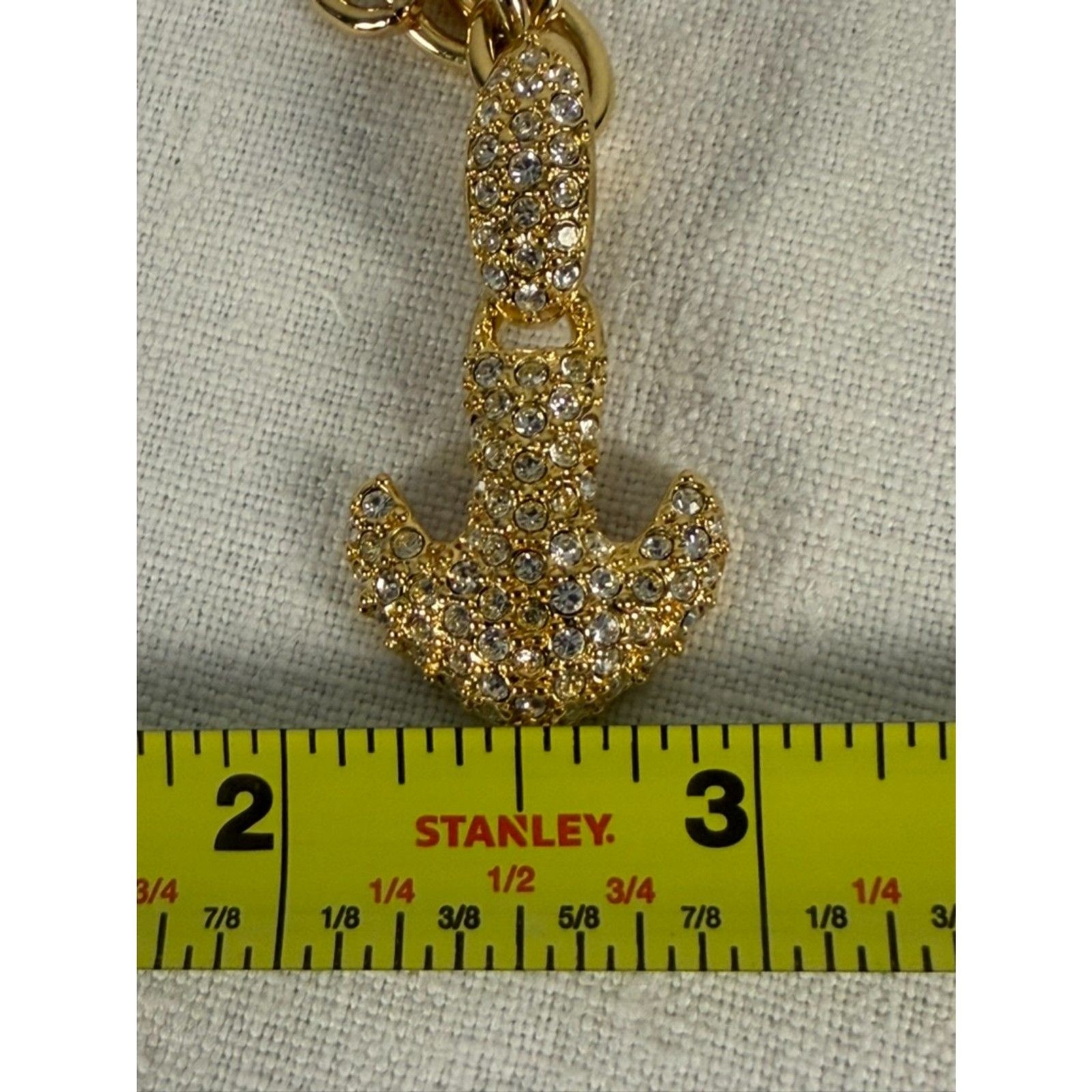 NWT Napier Gold Tone Crystal Articulated Anchor Necklace Removable Pendant 16″