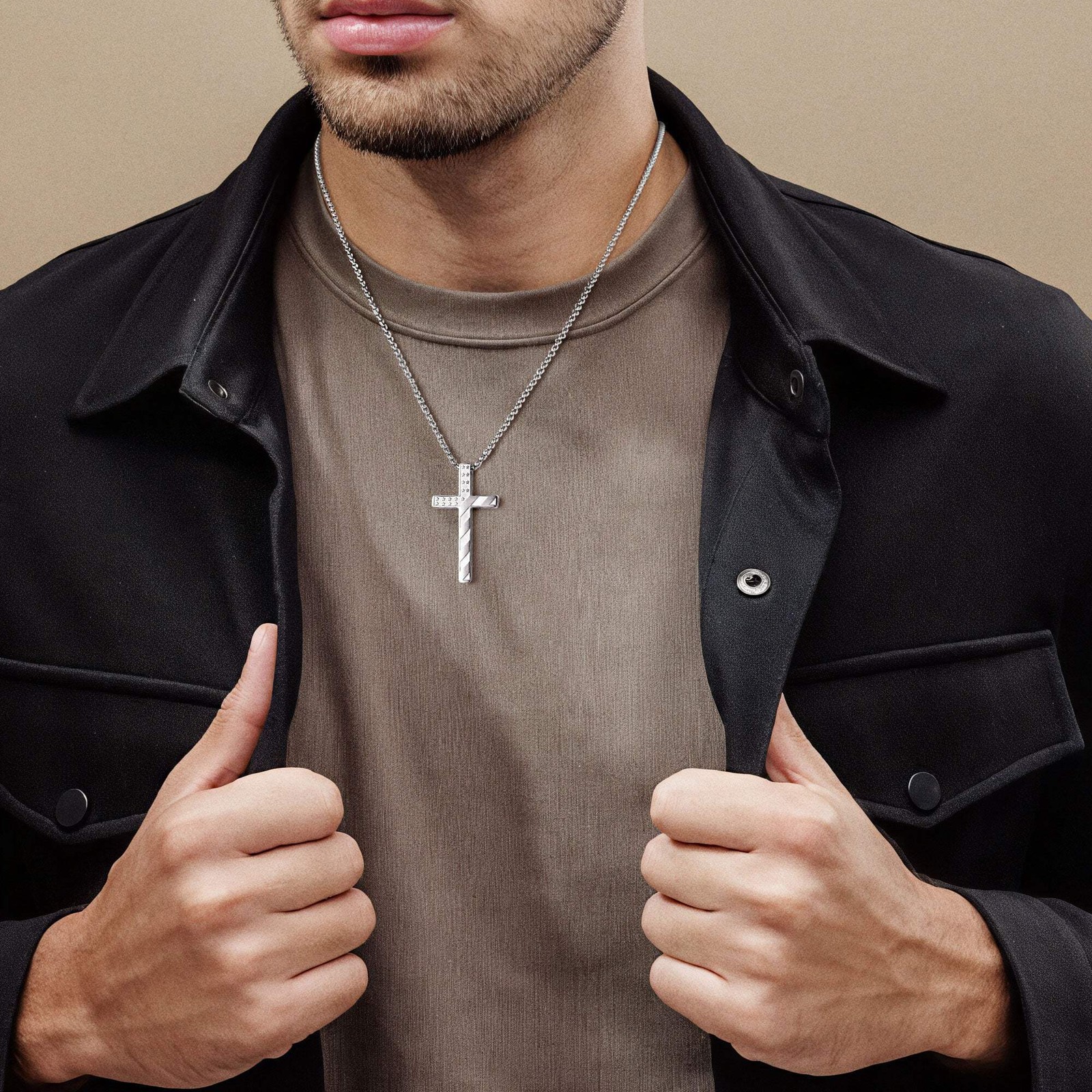 Truandoss Silver Black American Flag Cross Necklace for Men Boys, Mens Gifts