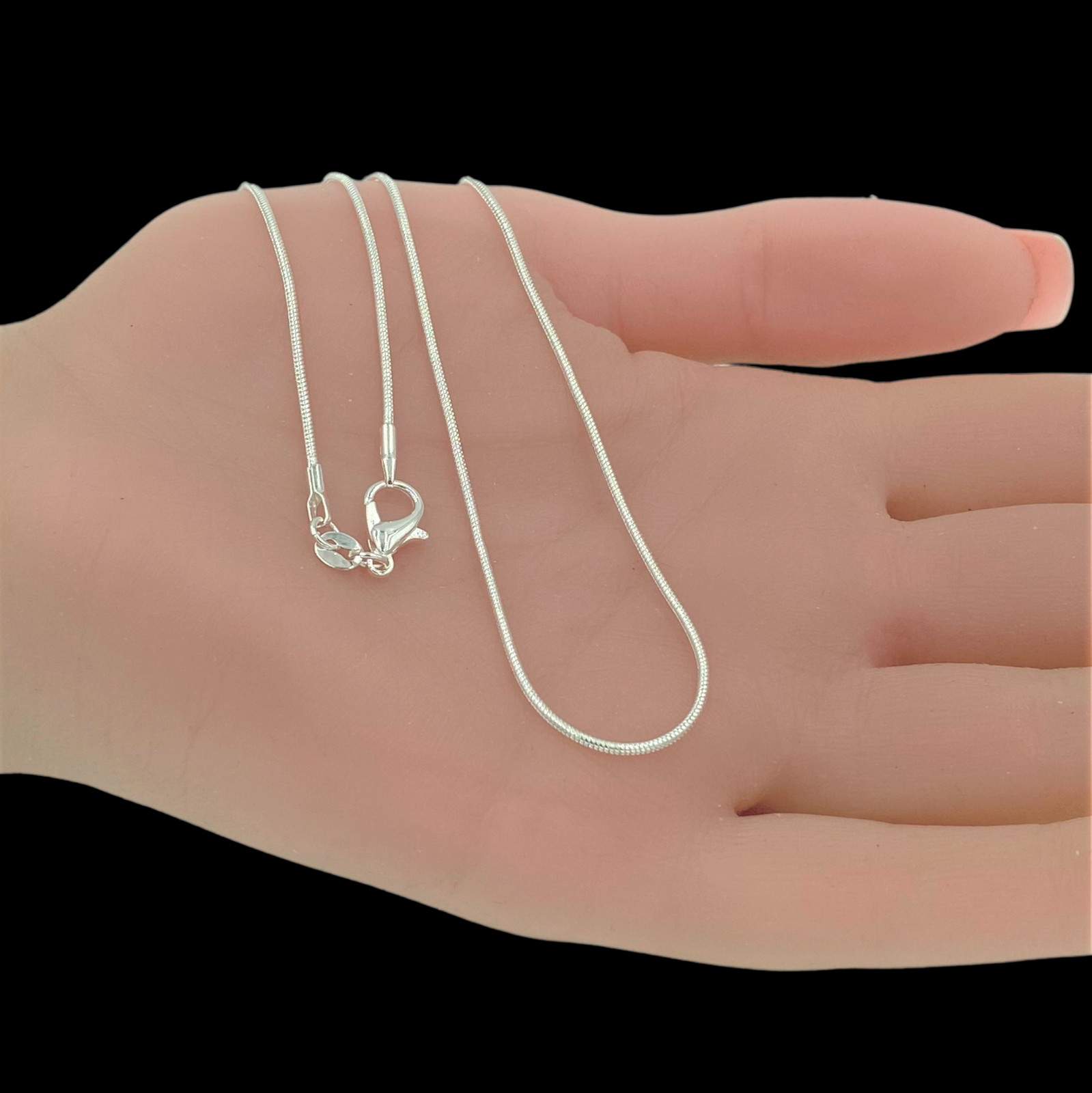 1mm Sterling Silver Snake Chain Necklace 18″ Alone or Great for Layering