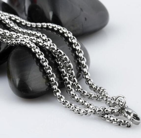 18-32” Lot 5x Silver Fashion Stainless steel Chains Round Rolo chain Necklace