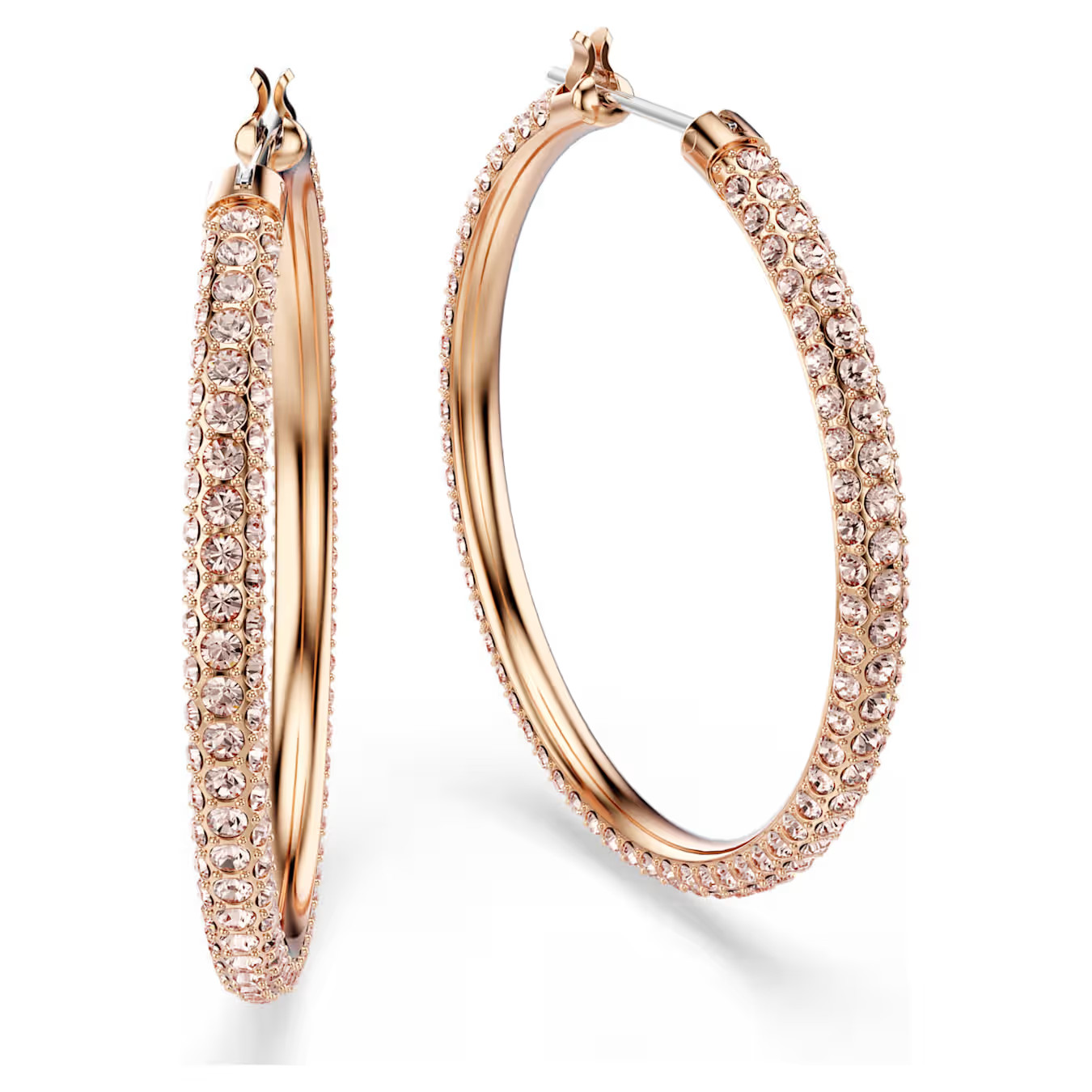 jewelry,Dextera Hoop Earrings,swarovski,Pavé, Large, White, Rose-Gold Plated