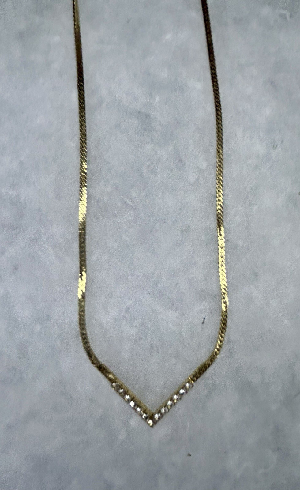 Vintage Avon Gold-Tone Rhinestone V Necklace (c. 1985–1995)