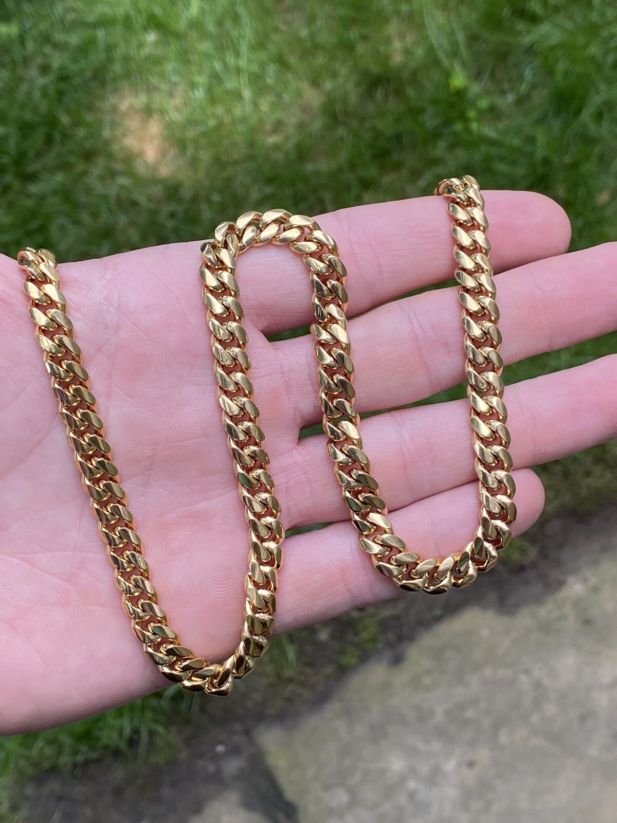 Miami Cuban Link Chain 18k Gold Plated Stainless Necklace 20” 8mm CZ Clasp