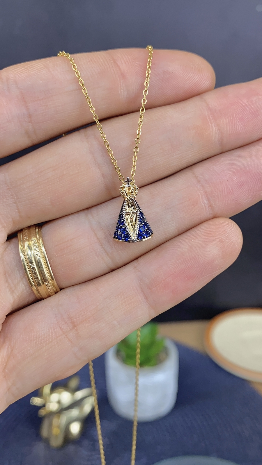 Colar e Pingente de Nossa Senhora Aparecida 18K Gold Filled Elegant Necklace 18″