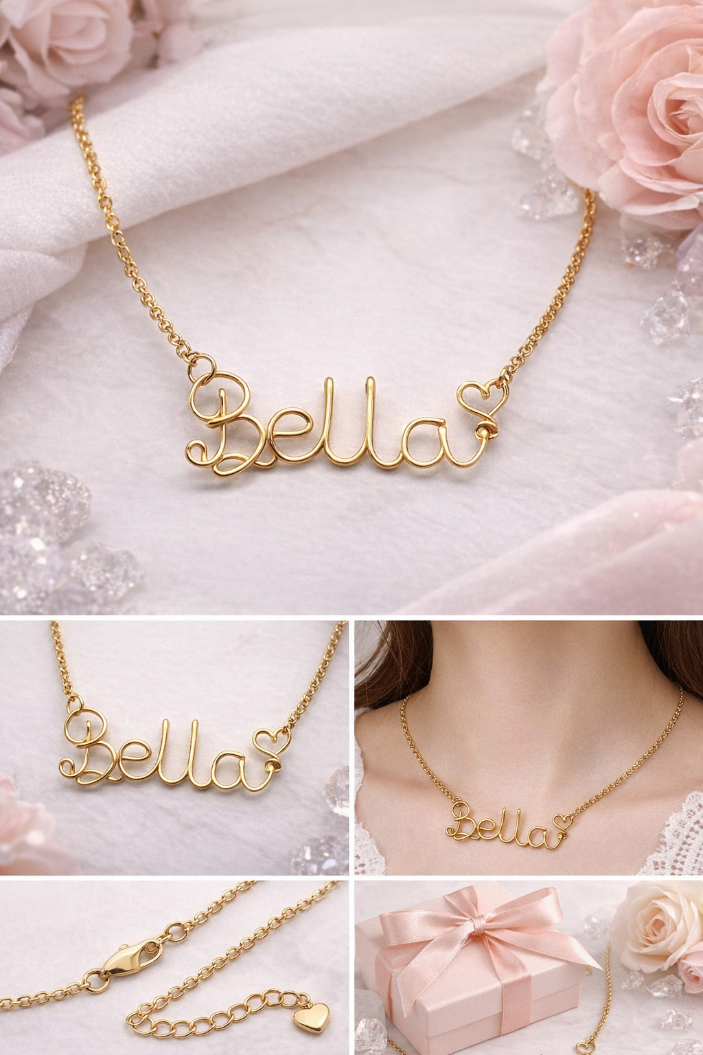 Personalized Name Necklace Gold Plated Stainless Steel Custom Jewelry