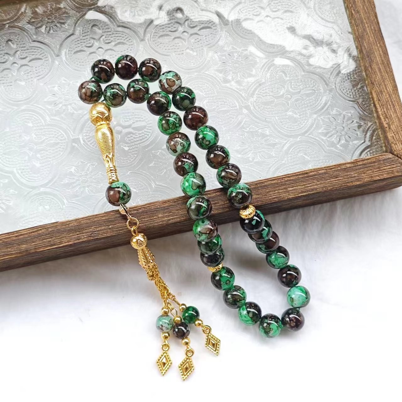 1Pc 10Mm Muslim Rosary Prayer Beads Turkish Glass Rosary Prayer Bracelet Jewelry