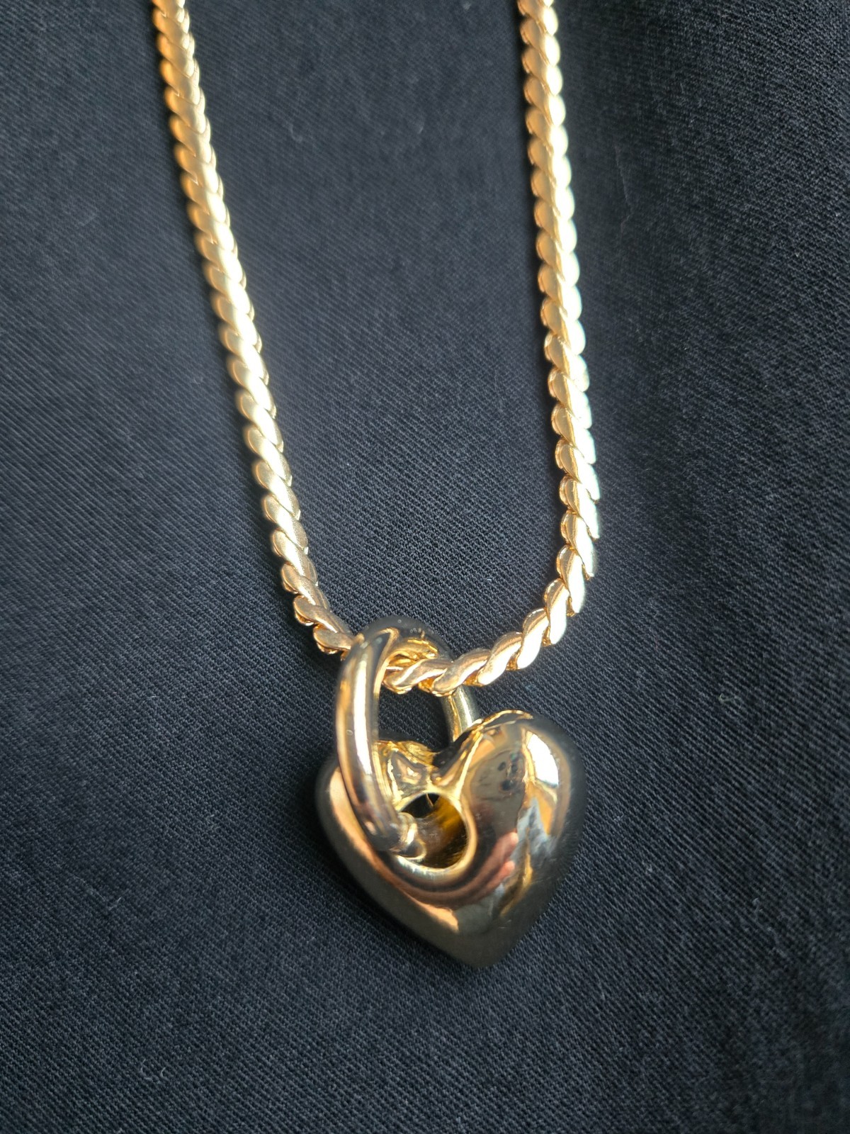 J.CREW Puffy Gold Plated Heart Pendant Necklace, Retails $49.50 NWT!