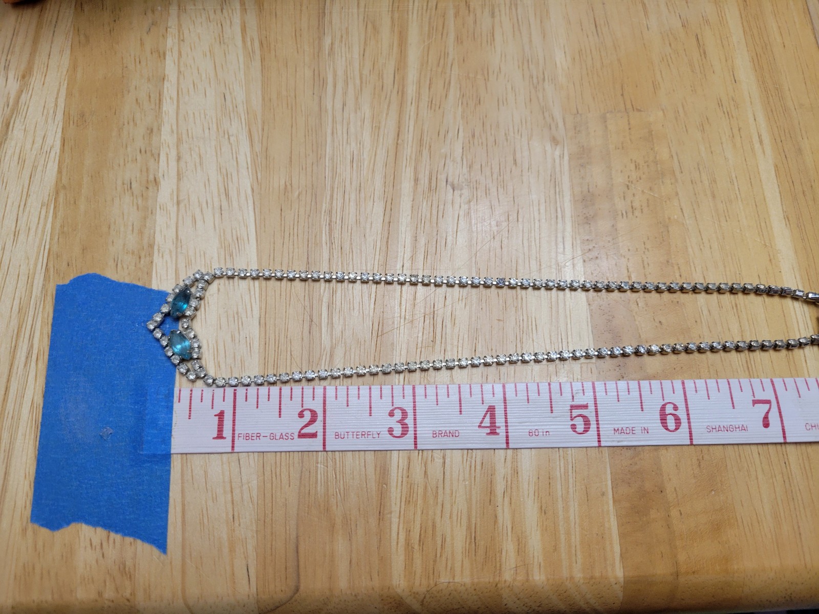 16-inch Rhinestone Necklace for Special Occasions, Clear & Blue, 80s Vintage