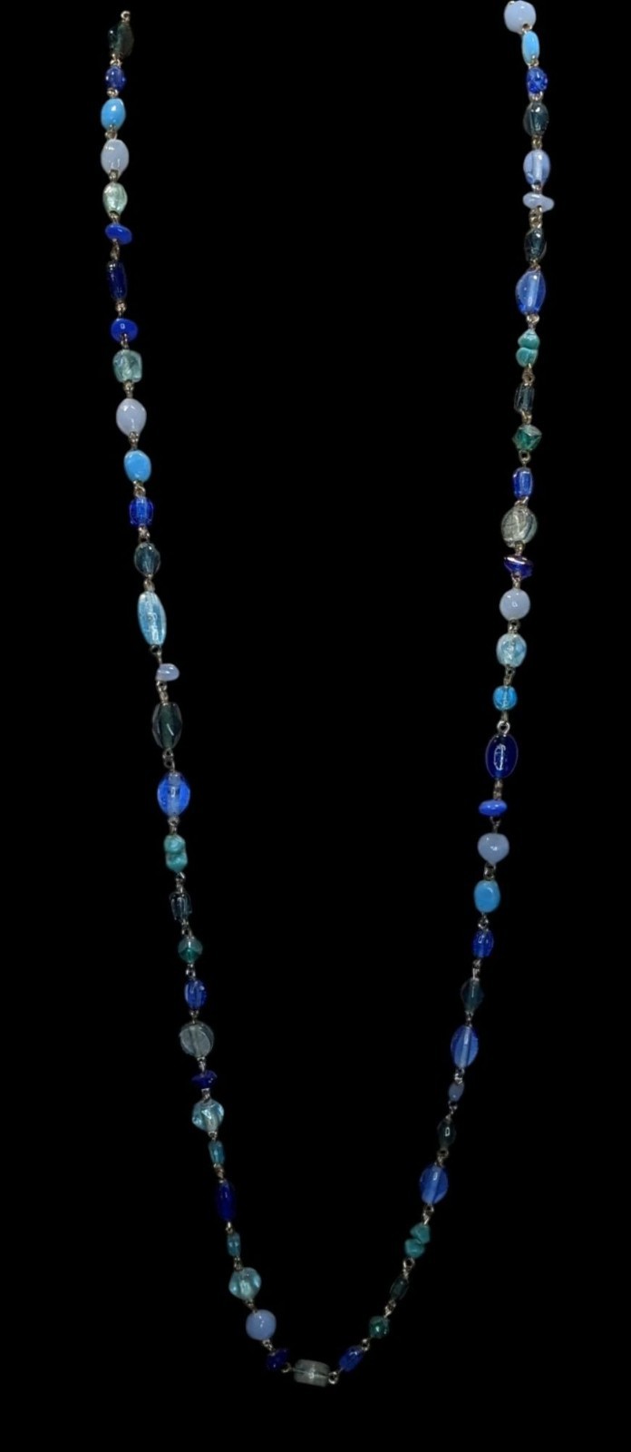 American Eagle Glass Beaded Necklace Blue Silver Preppy Coastal Jewelry