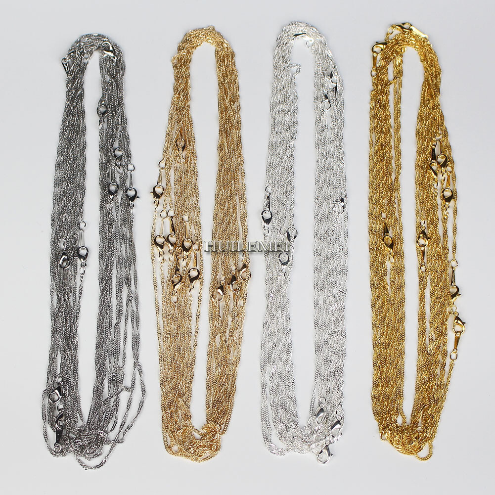 10pcs/lot Water Wave Chain Necklace Fashion Chains for Women 16″ 4 Colors Pick
