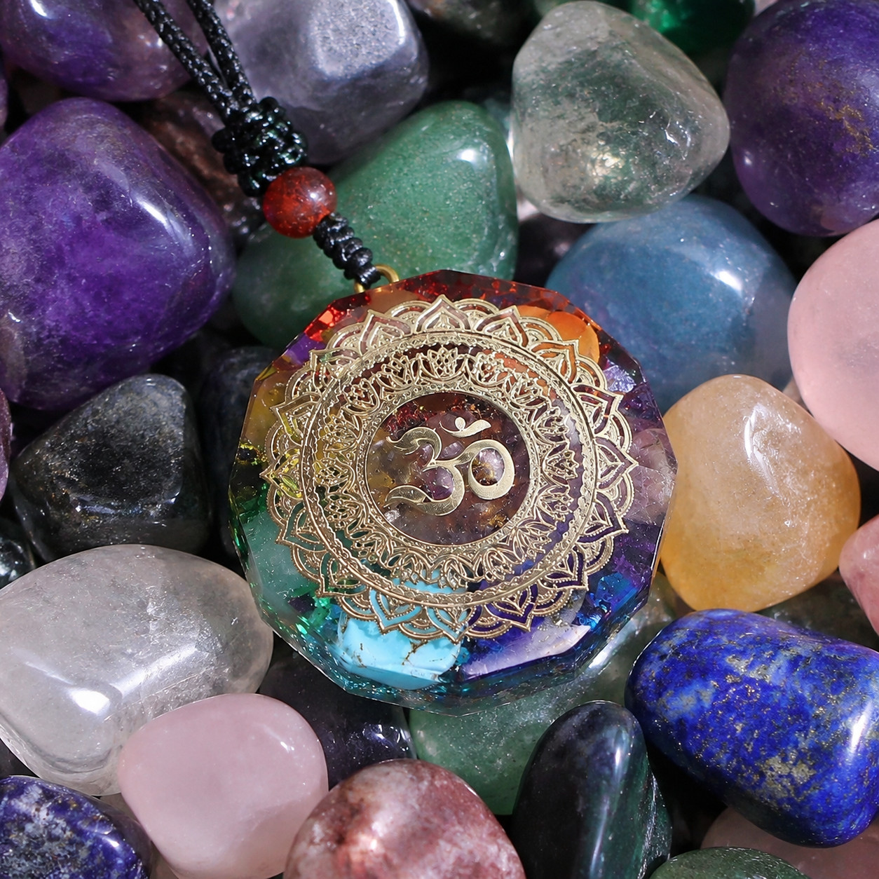 7 Chakra Orgone Pendant Om Healing Crystal Necklace Energy Generator Gift