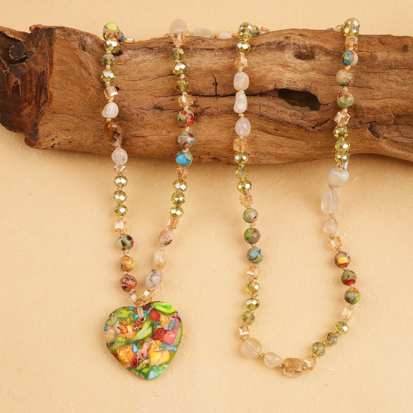 Boho Long Necklace for Women, Turquoise Waterdrop Pendant, Handmade Beaded Jewel