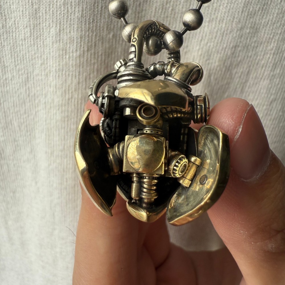 Mechanical Heart Pendant Brass White Bronze, Kinetic Steampunk Jewelry Xmas Gift