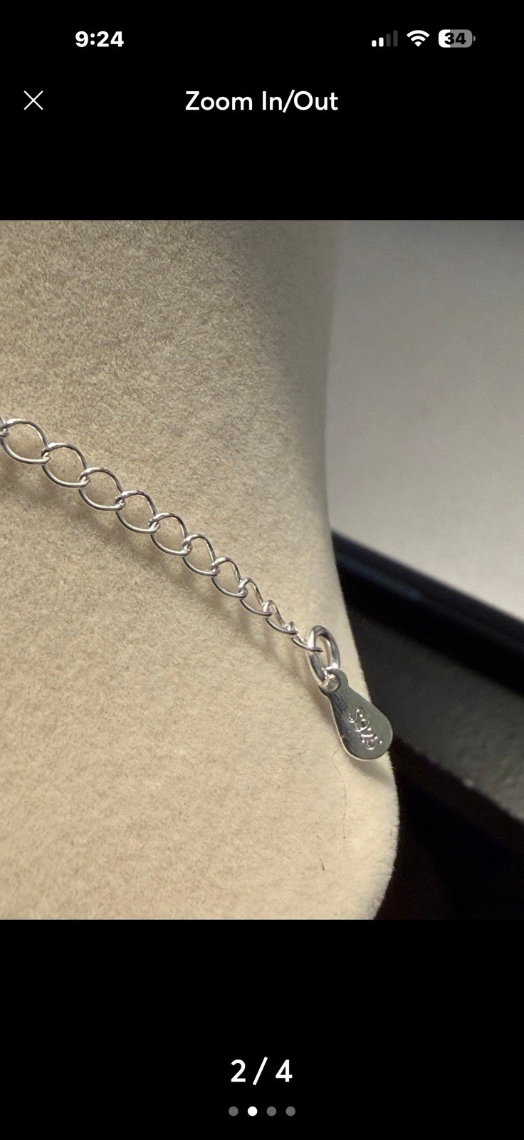 925 Sterling Silver Rope Chain bracelet Adjustable Extender Spring Ring