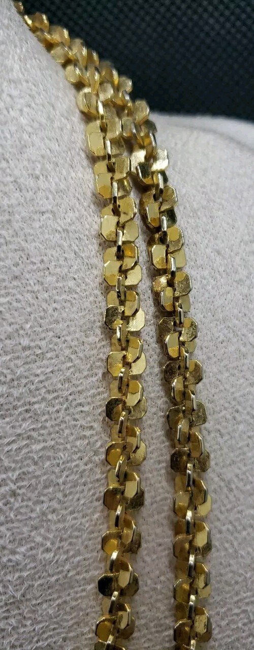 Unique Goldtone 36″ Margarita Link Chain Necklace Criss-cross Panel Chain