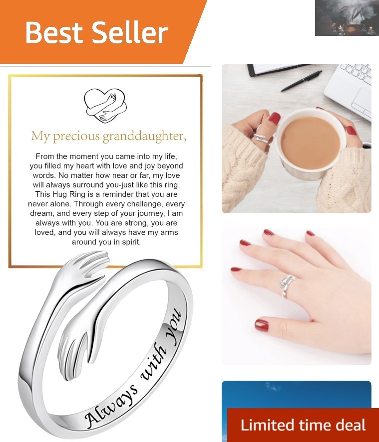 Adjustable Hug Ring with Engraved Love Messages: Perfect Gift for Granddaughters