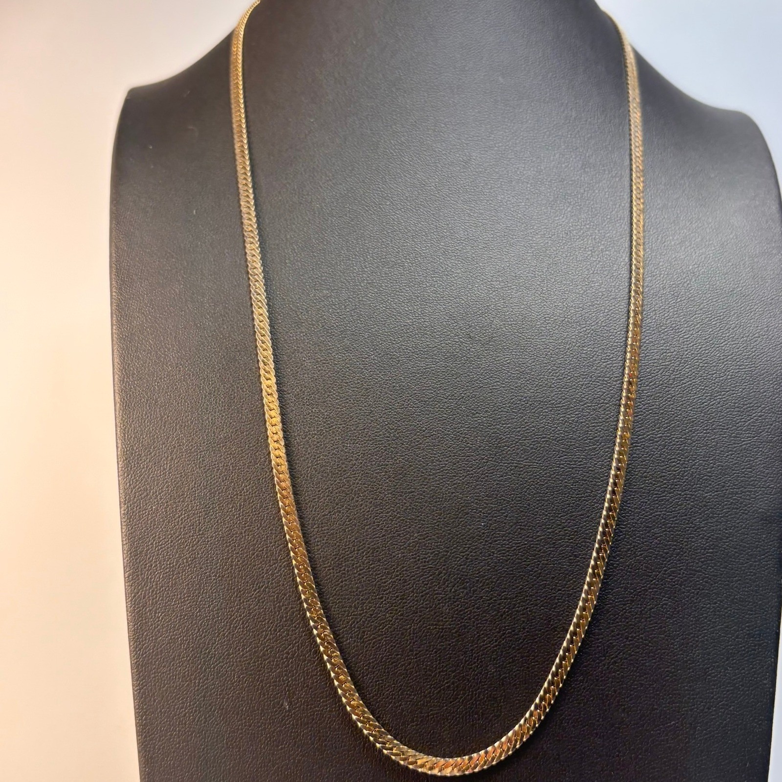 Monet Necklace Gold Flat Curb Link Chain Minimalist 90s Boho Chic Statement