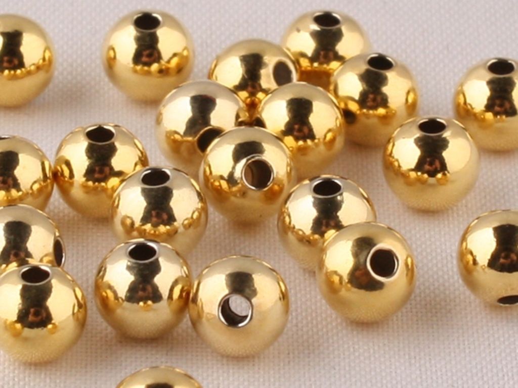 10PCS – HOT SALE Pure 14K Yellow Gold Beads / 3mm Lucky DIY Loose Beads Pendant