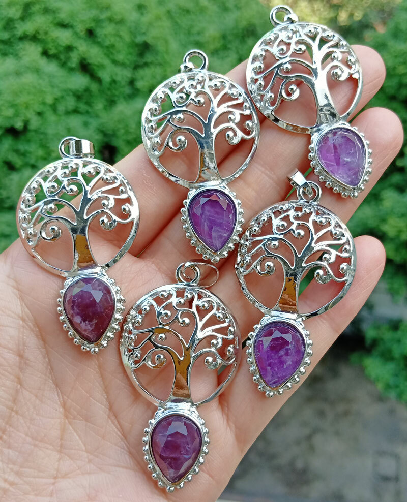 10pcs Amethsyt Vary stone Tree of life Pendants Reiki Healing Amulet Wholesale