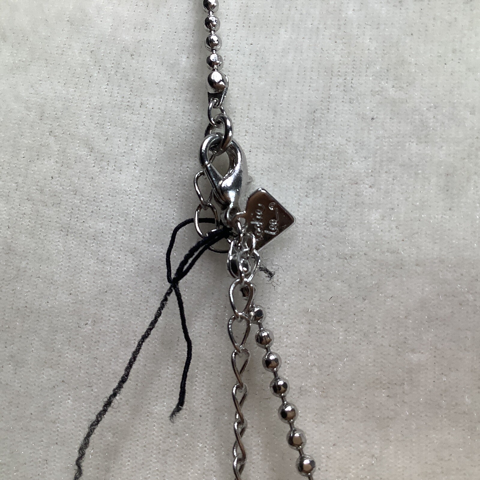 Cookie Lee Silver Tone 2 Circle Hoop RhinestonePendant Necklace 32″ total