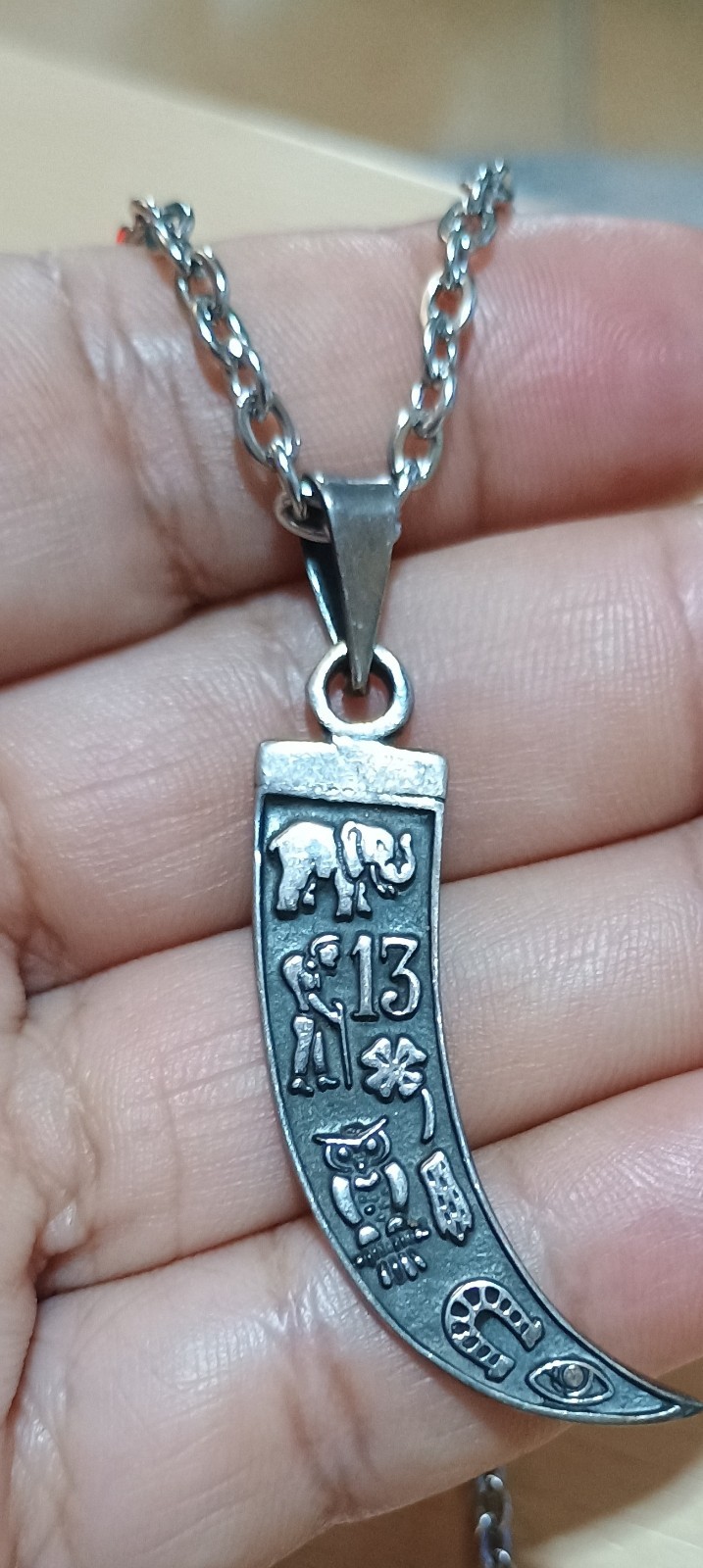 Sterling Silver Stamp 925 Good Luck Sign Pendant +Necklace Stainless Steel 18″