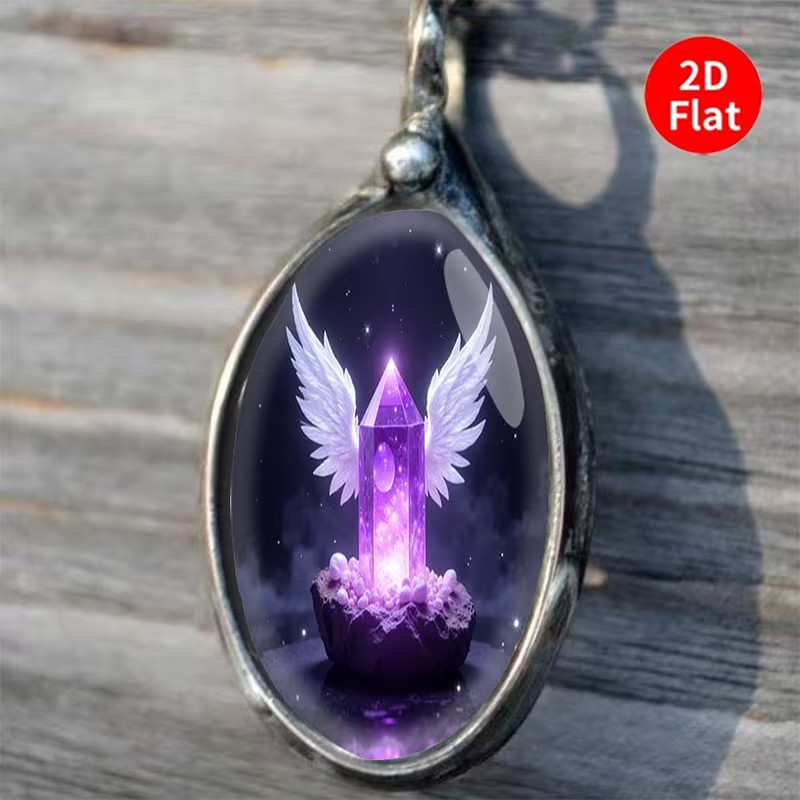 Beautiful Obelisk Tower w/Angel Wings Pendant and Necklace! FREE SHIP IN USA!