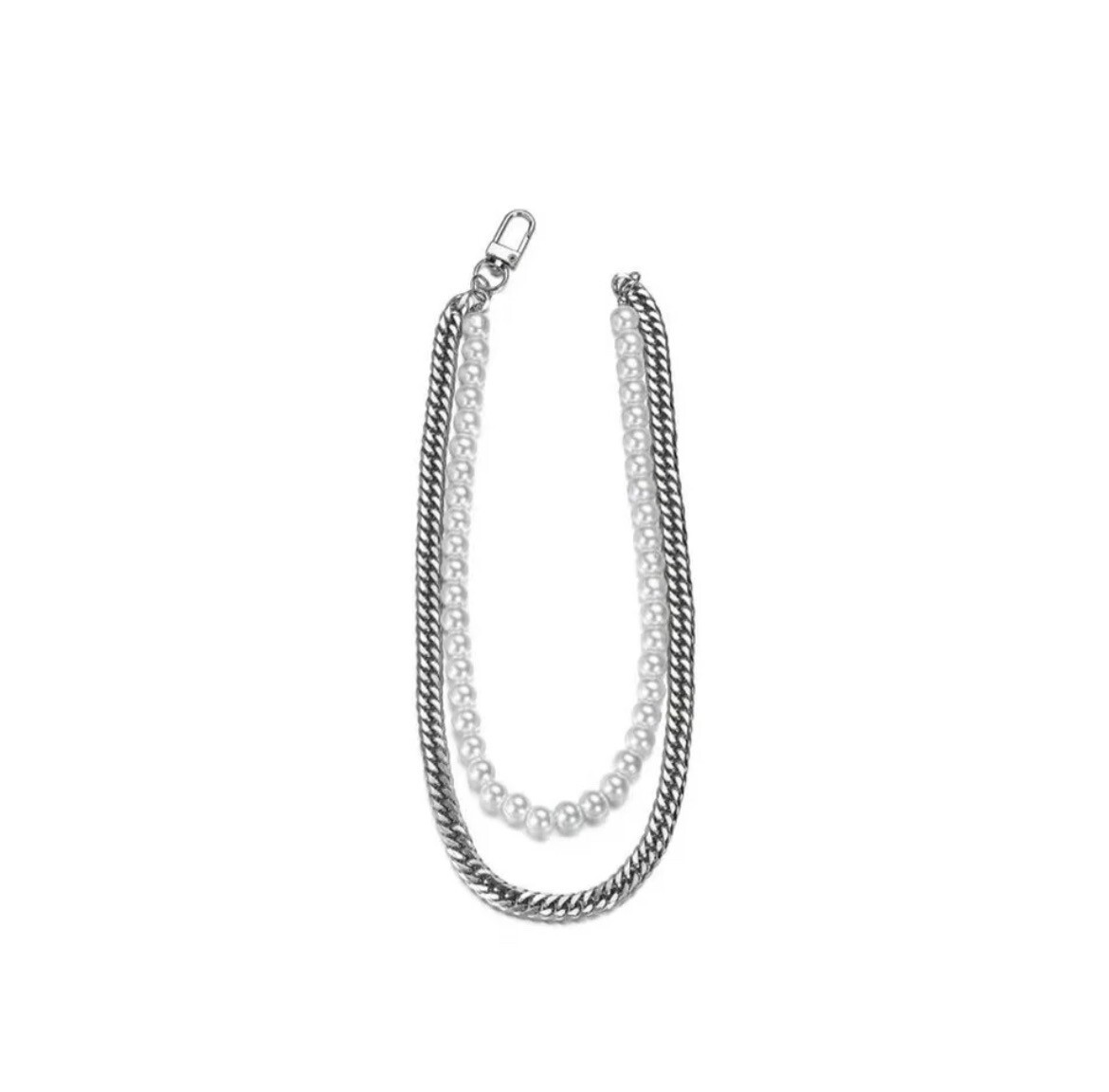 Men’s Fashion Double Layer Pearl Chain Layered Necklace 512