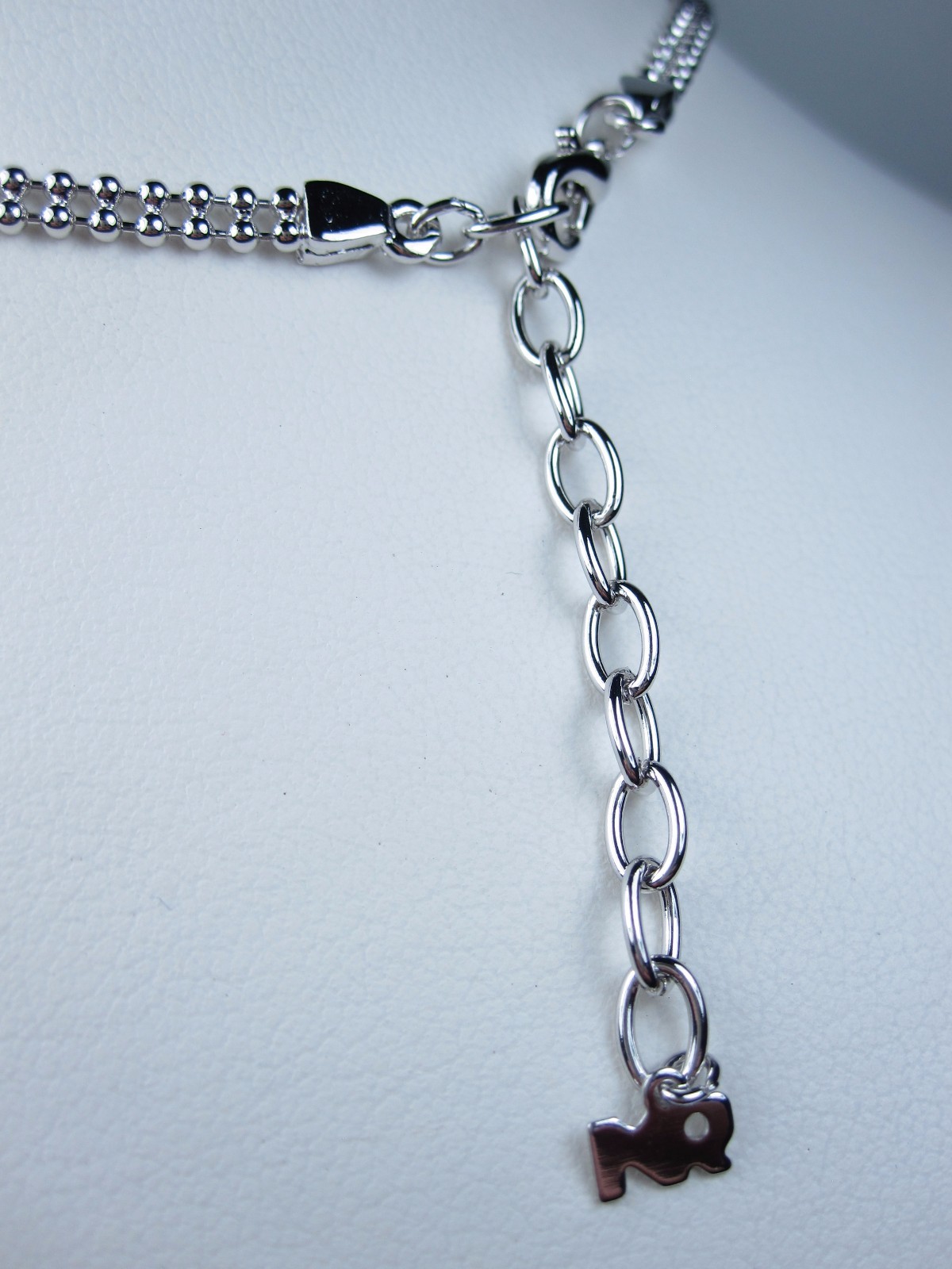 Nina Ricci Rhodium Plated Necklace with Swarovski Crystals – 14-16″ length 0589