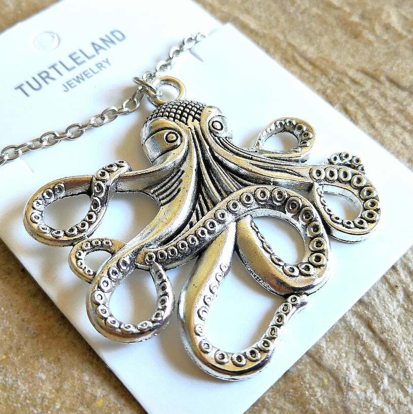 Elegant 925 Sterling Silver Octopus Charms New Fashion Jewelry Pendant Necklace