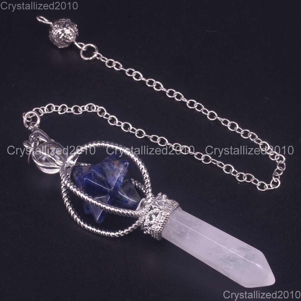 Natural Gemstones Merkaba Pendulum Healing Crystal Pointed Reiki Chakra Pendant