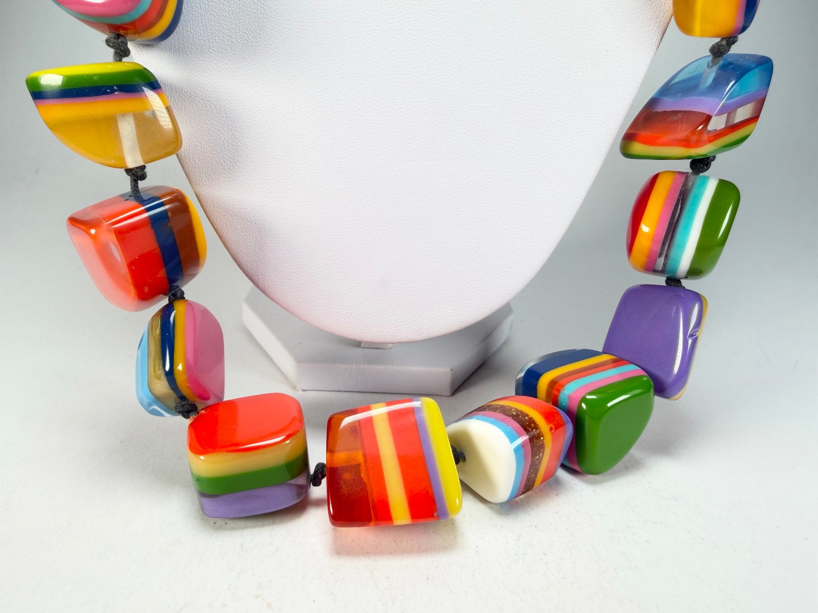 Jackie Brazil “Mix Colours” Large Stones Long 75cm Resin Necklace ( N0425 )