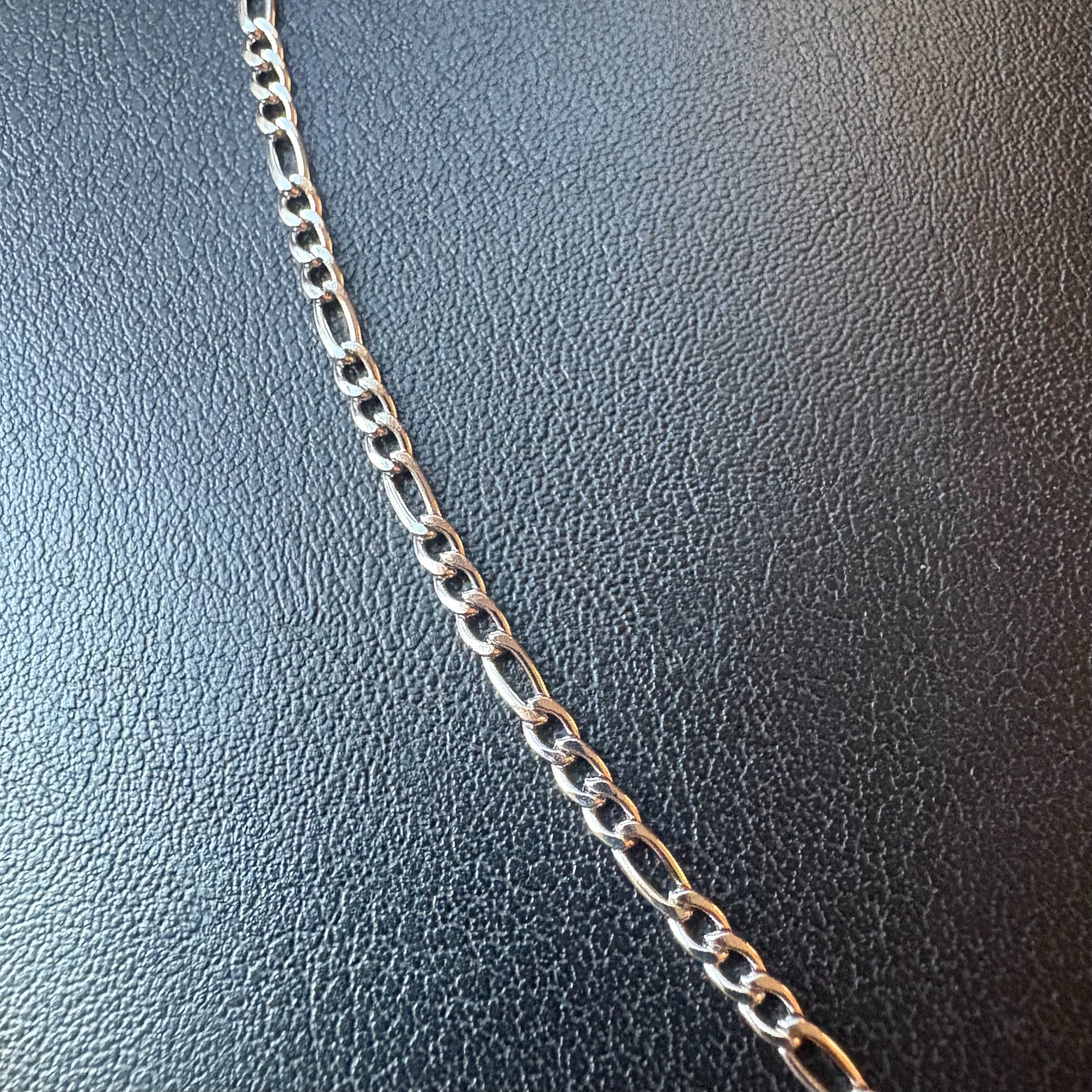 22″ 3mm Figaro Chain Necklace Silver Stainless Steel Micro Minimalist Men Women
