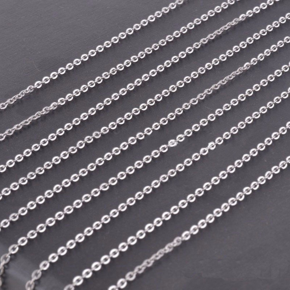 5-100pcs Wholesale Stainless Steel Silver Oval Cross Chain Necklace 16in-40in