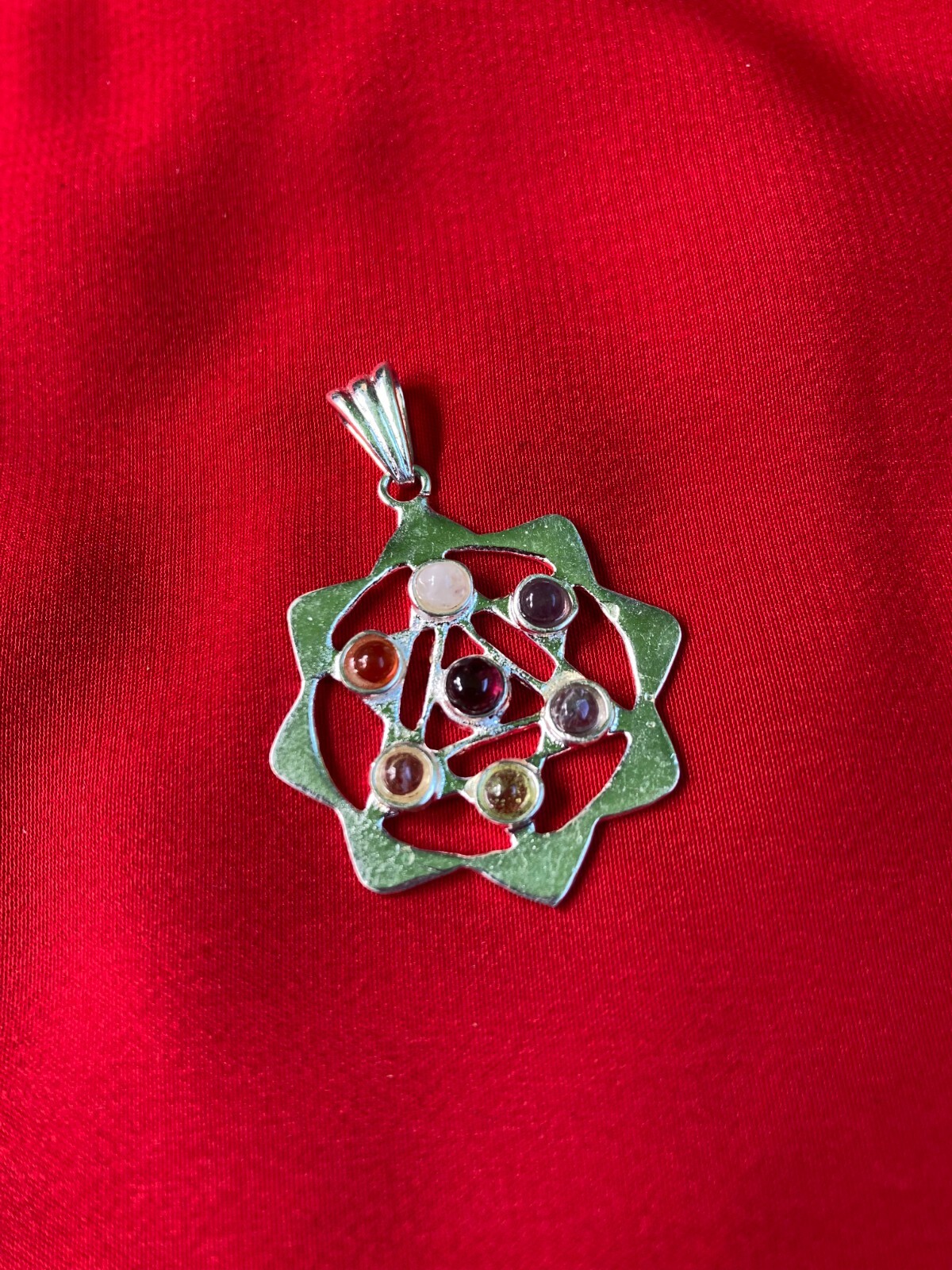Seven Chakra Harmony Eight Pointed Star Pendant of Health and Healing