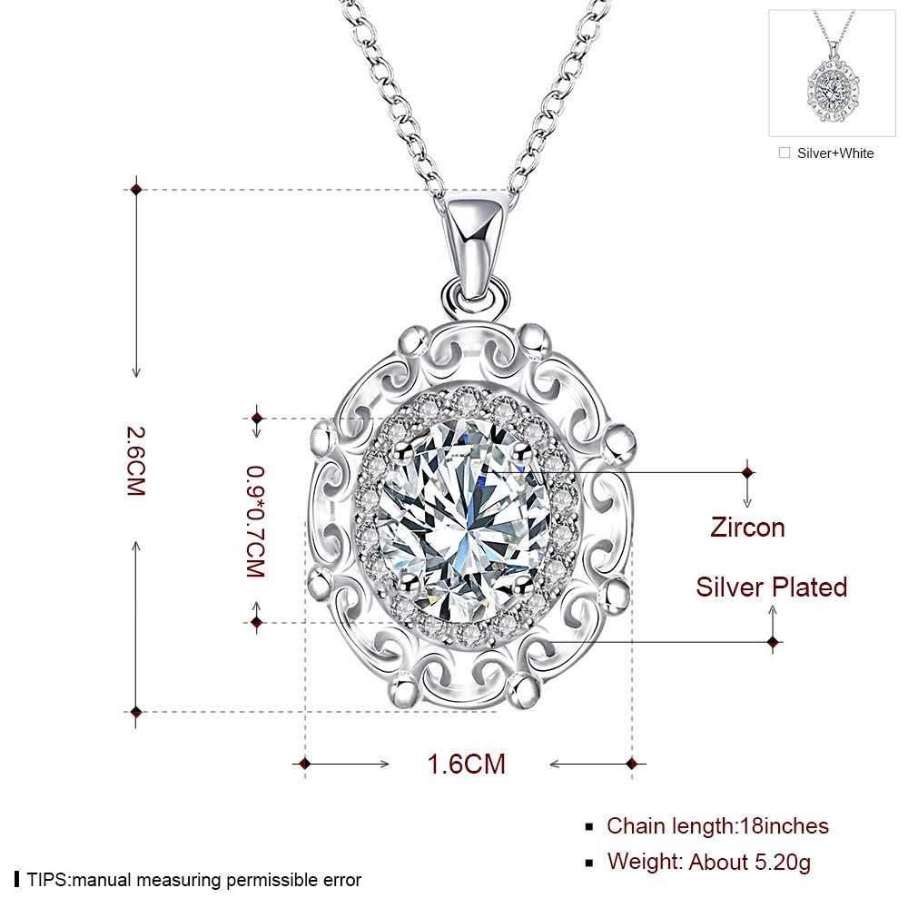 Antique 925 Sterling Silver Filled SF Oval CZ Pendant Necklace N-A655 Gift