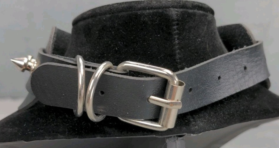 Gothic Spike Necklace Choker Faux Leather Punk Collars Black Emo Lot Of 2