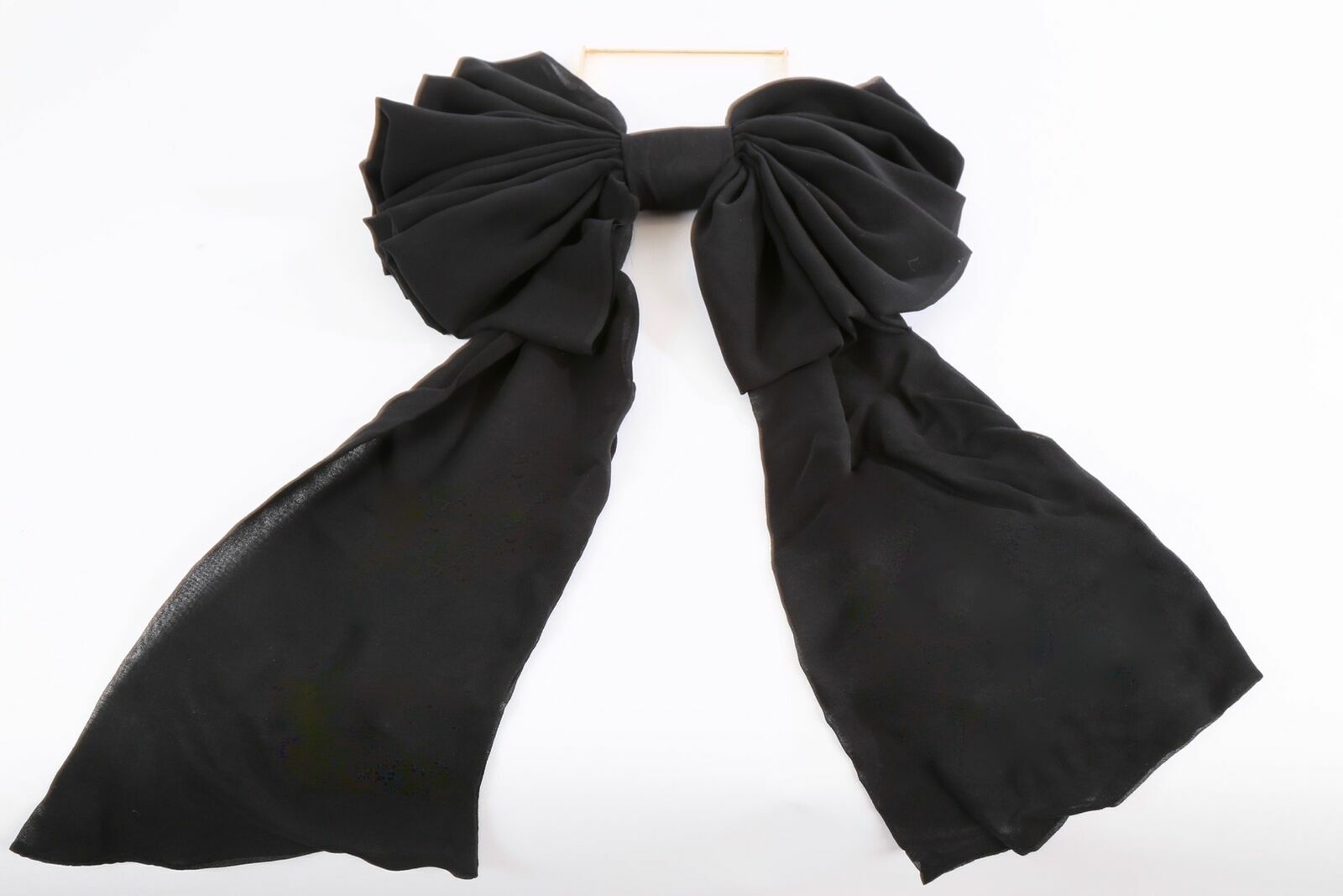 Ajlena Nanic Exaggerated Black Oversized Silk Chiffon Bow Choker Necklace NWB