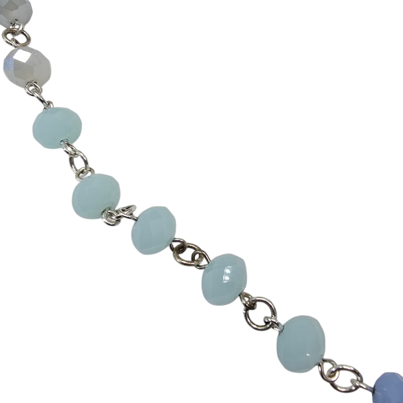 Unbranded Beaded Necklace Women OS Blue Grey Glass Silver Tone Boho Coastal Long