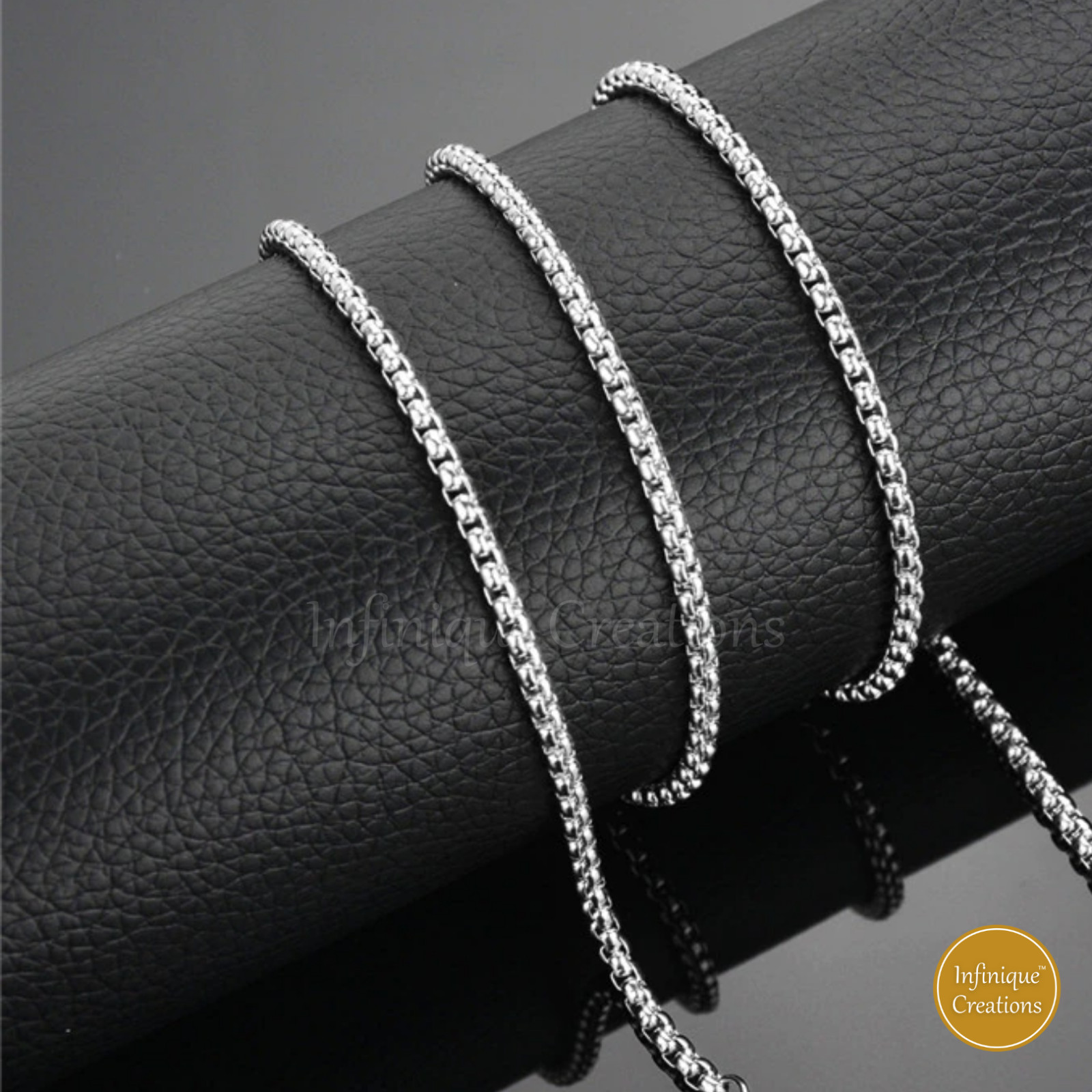 Stainless Steel Silver Round Box Chain Bracelet Necklace Men Women 1.5-5mm 7-38″