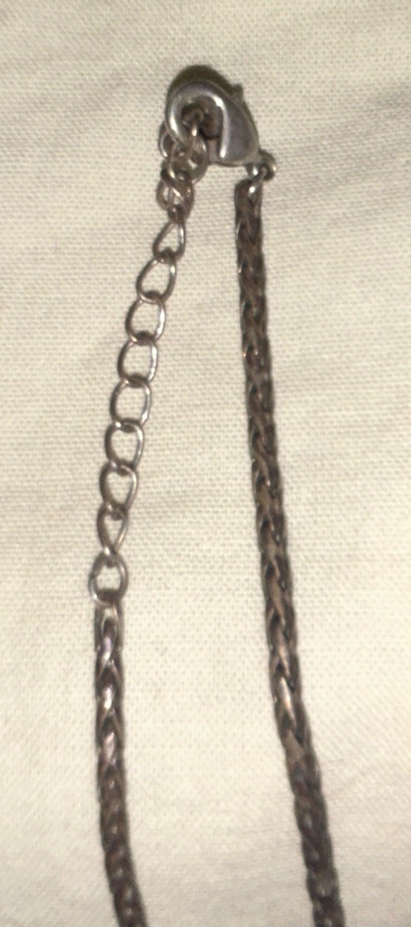 Silver Tone Snake Chain Necklace Cross Charm Black Horn Pendant Adjustable