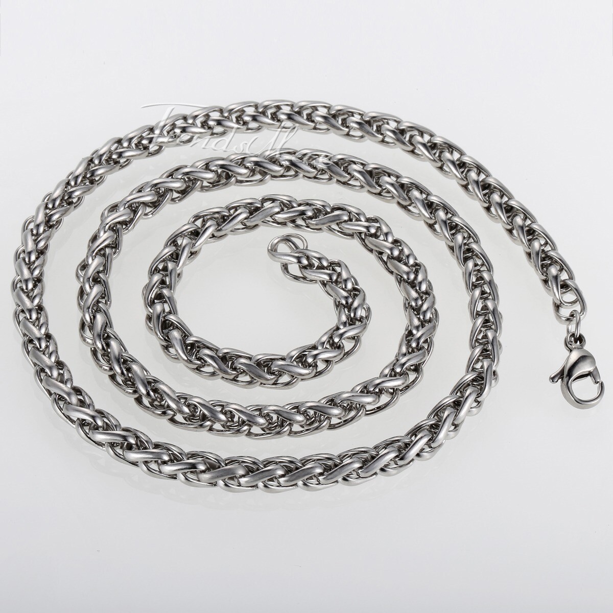 USA Stock 4mm 26″ Braided Wheat Chain 316L Stainless Steel Men Women Necklace