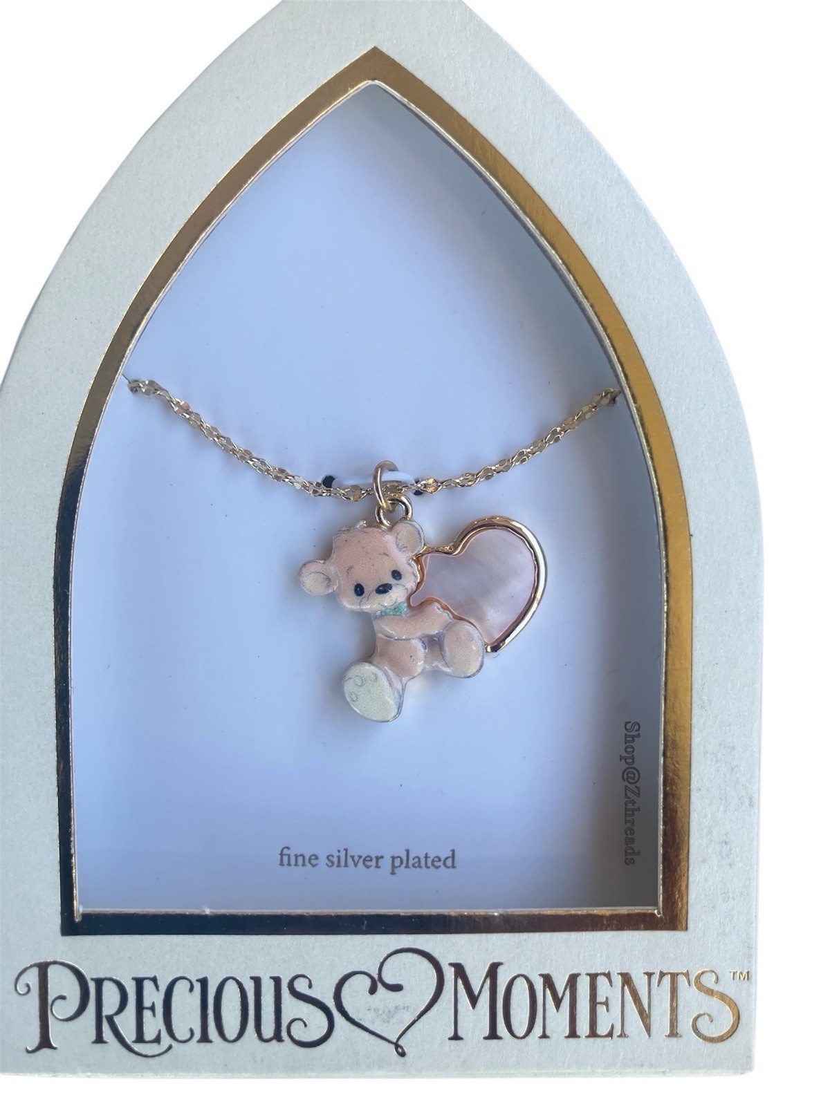 Precious Moments Fine Silver Plated Bear Heart Necklace New