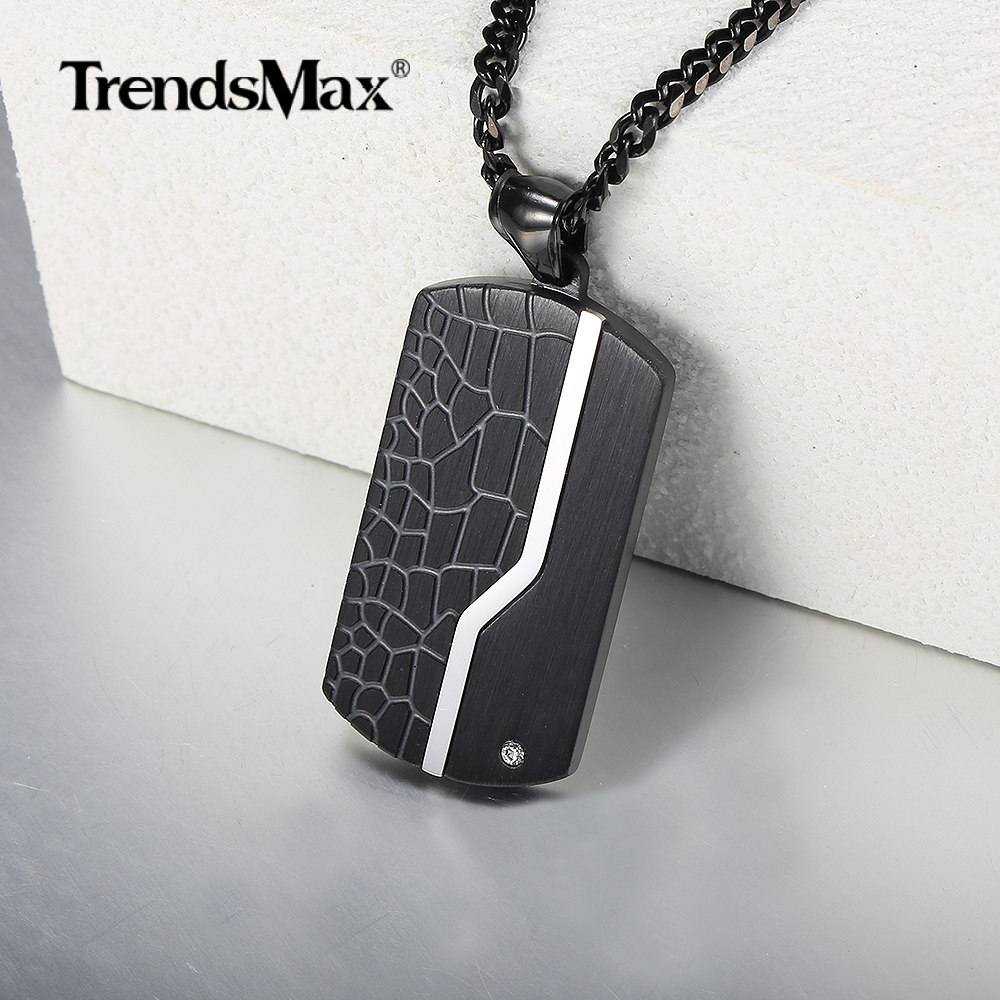 Black Stainless Steel Dog Tag Pendant Necklace Men’s Chain Gift 18/20/22/24 inch
